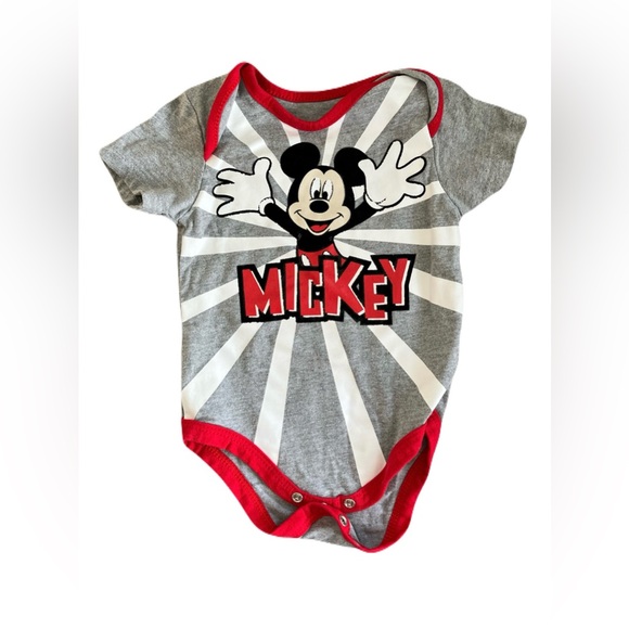 Disney Mickey Mouse Gray and Red Bodysuit - Picture 1 of 4